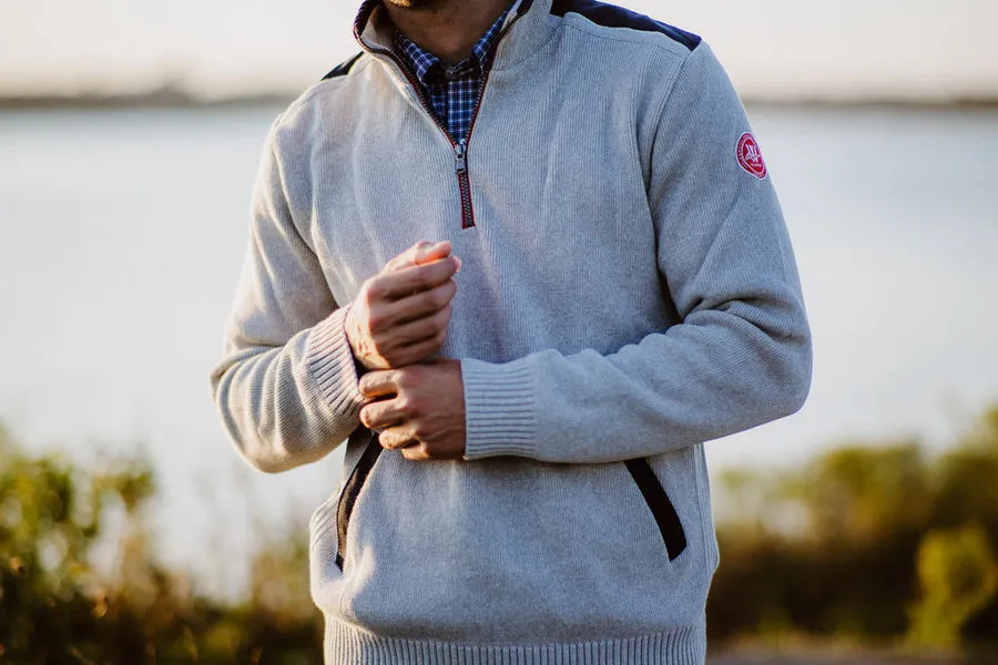 Holebrook - Gregor Cotton Quarter Zip - Light Grey
