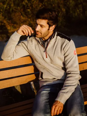 Holebrook - Gregor Cotton Quarter Zip - Light Grey