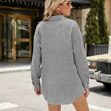 Hope Boyfriend Style Button Up Top - Black