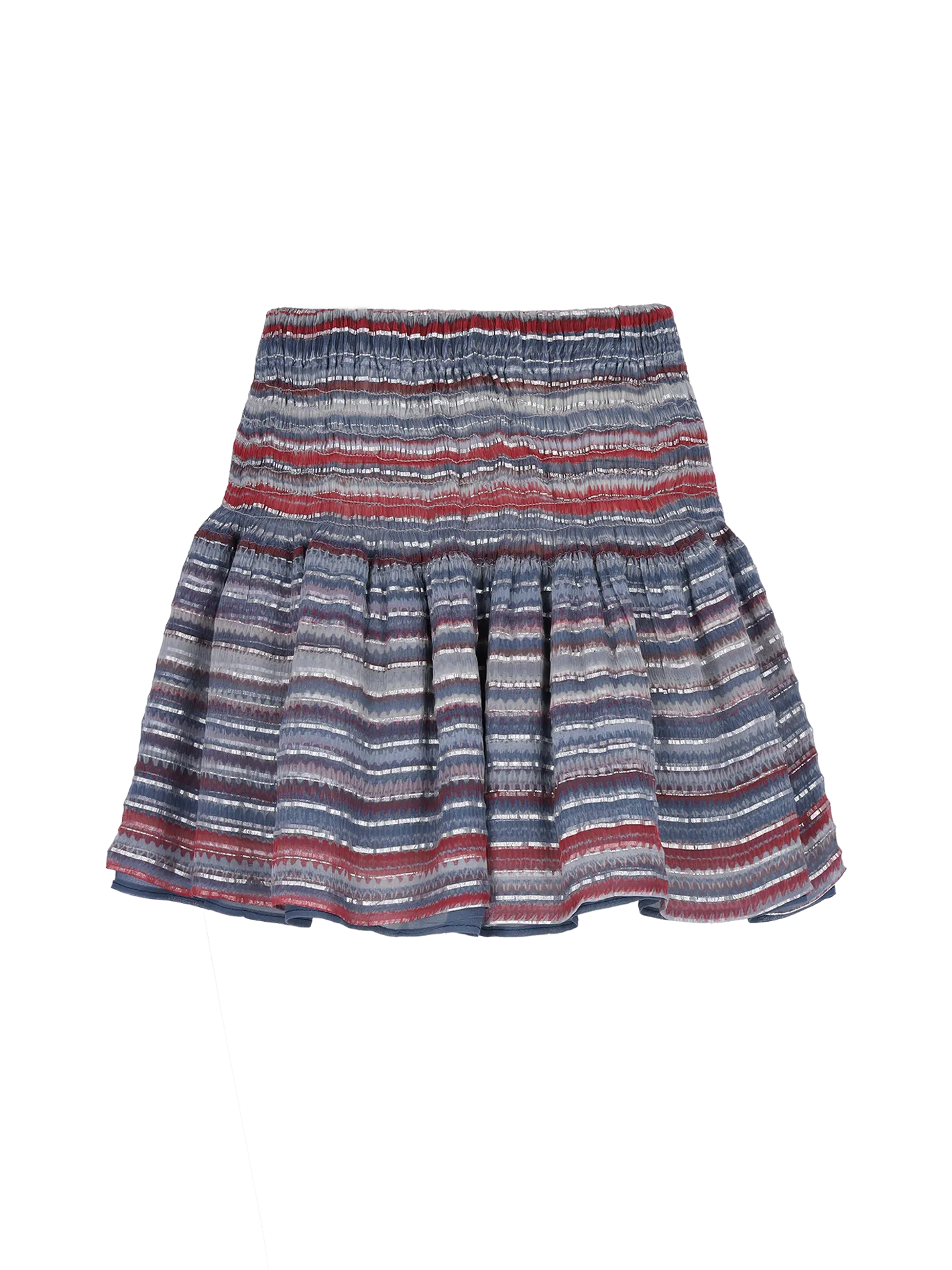 horizontal-stripe silk-blend mini skirt