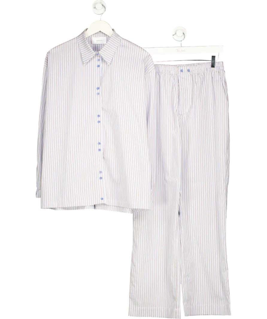 Hosbjerg Blue Ollie Stripe Shirt & Trouser Pyjama Set UK M