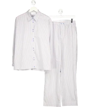 Hosbjerg Blue Ollie Stripe Shirt & Trouser Pyjama Set UK M