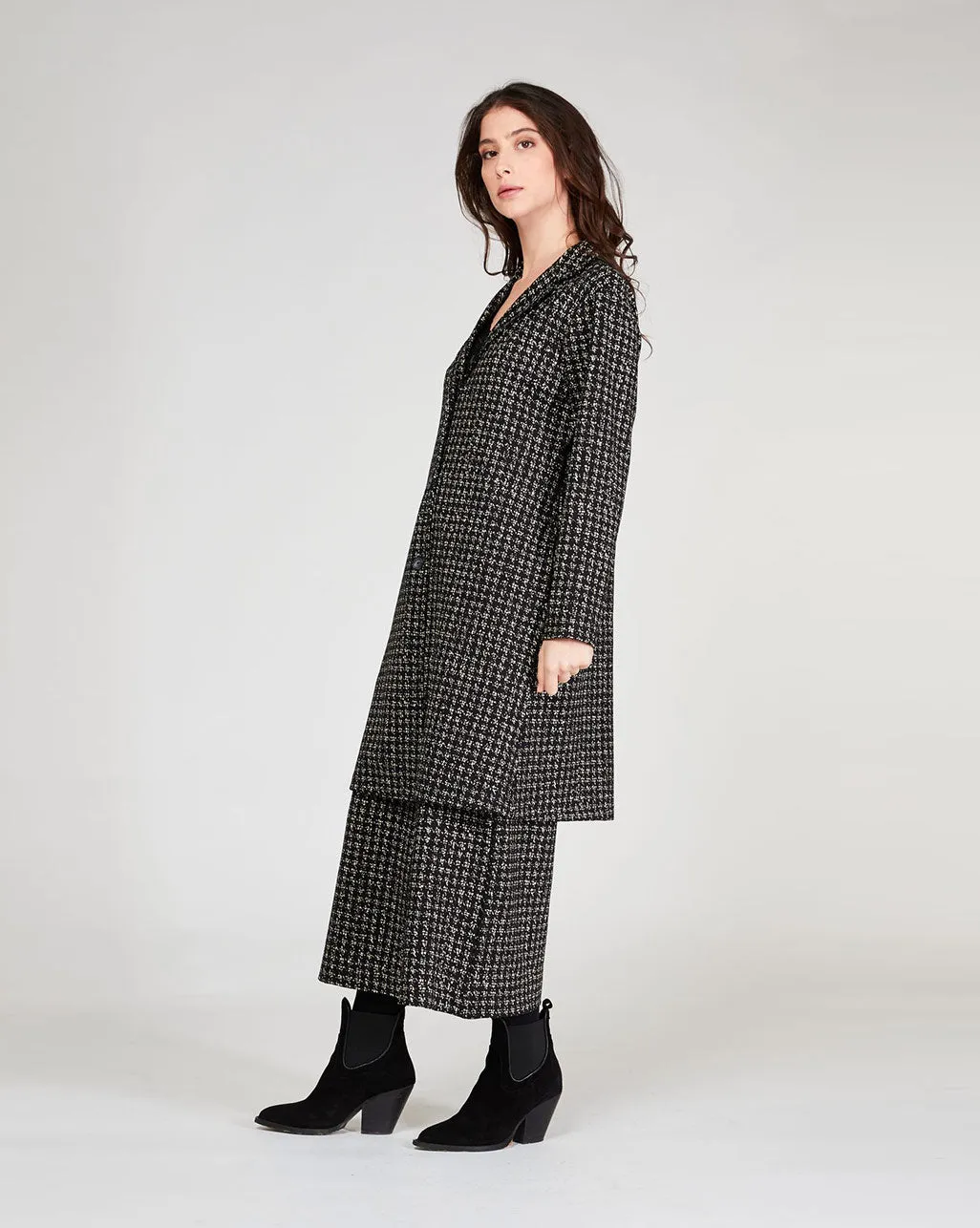 Houndstooth 3 Button Overcoat