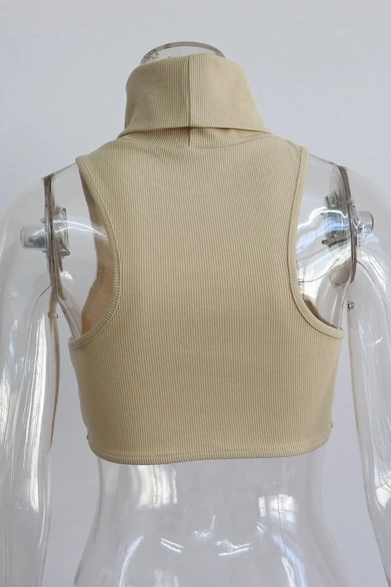 HTZ1184 Ribbed Turtleneck Crop Top
