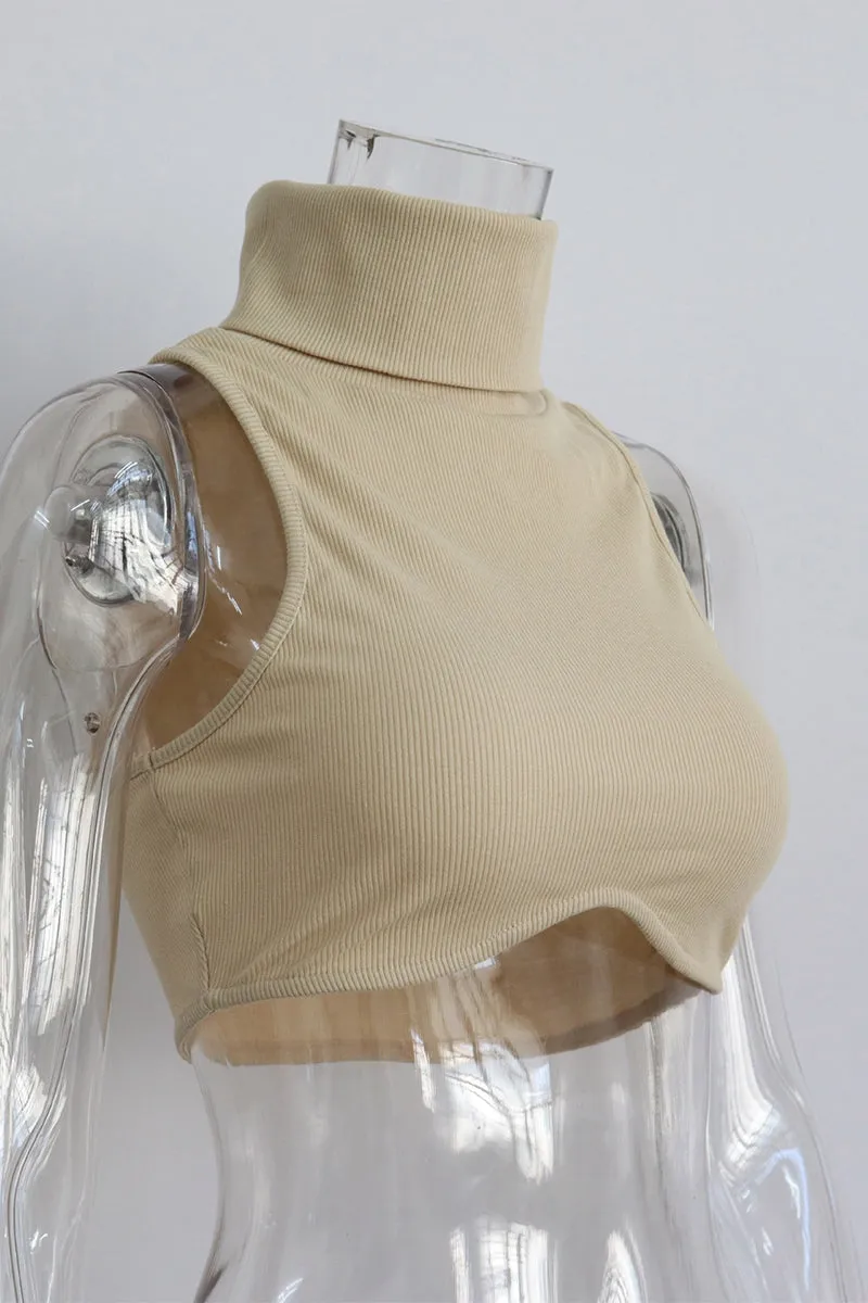 HTZ1184 Ribbed Turtleneck Crop Top