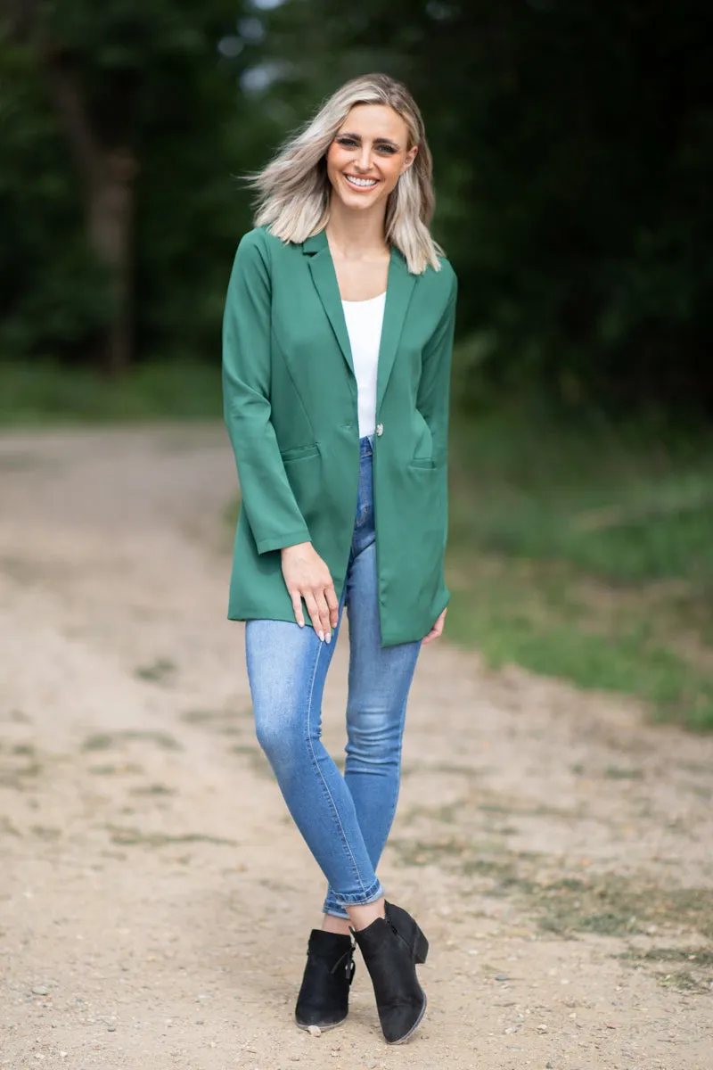 Hunter Green One Button Blazer