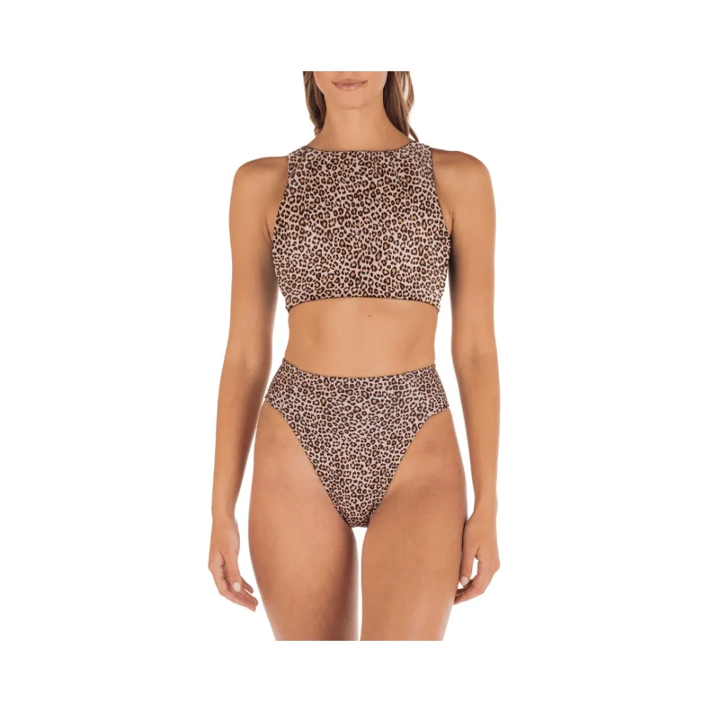 HURLEY MAX LEOPARD HIGH WAIST BOTTOM BROWN SUGAR