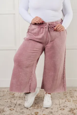 In or Out Wide Leg Cropped Pants in Light Rose