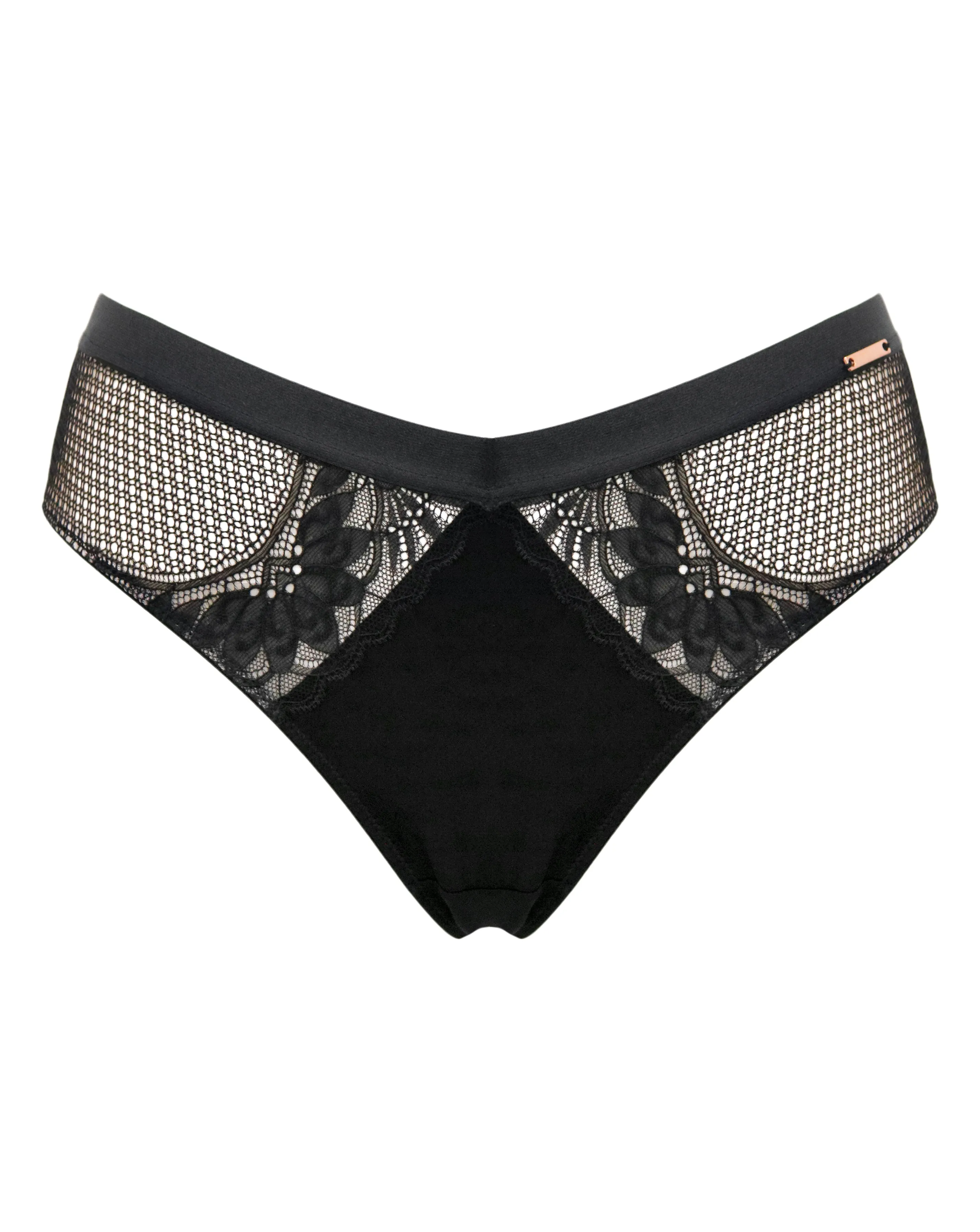 India Gatsby Lace V Brief In Black & Cosmetic - Pour Moi