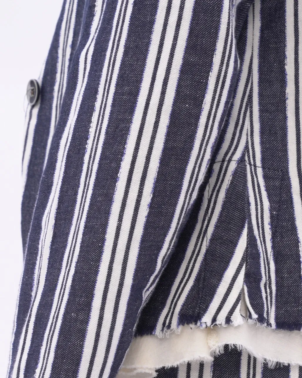 Indigo Striped Raw Edge Layered Jacket