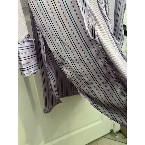 Intimately Free People Purple Dress Stripes Button Down Night Gown Boho Oversize