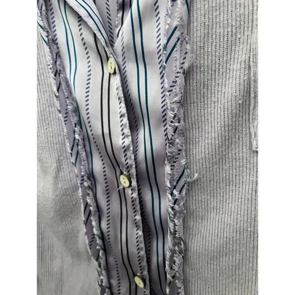 Intimately Free People Purple Dress Stripes Button Down Night Gown Boho Oversize