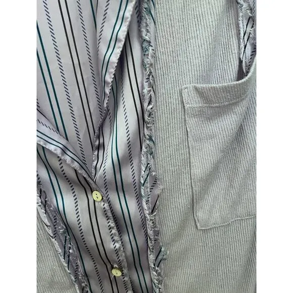 Intimately Free People Purple Dress Stripes Button Down Night Gown Boho Oversize