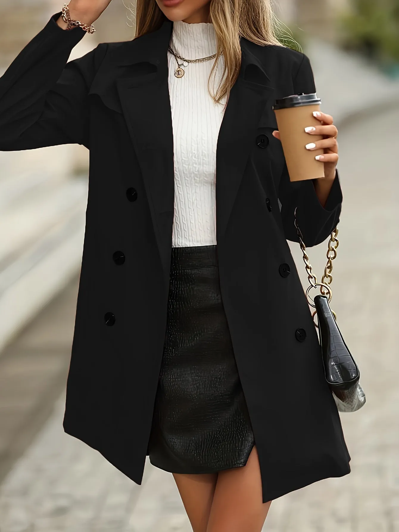 Irene - Solid trench coat with double row of buttons