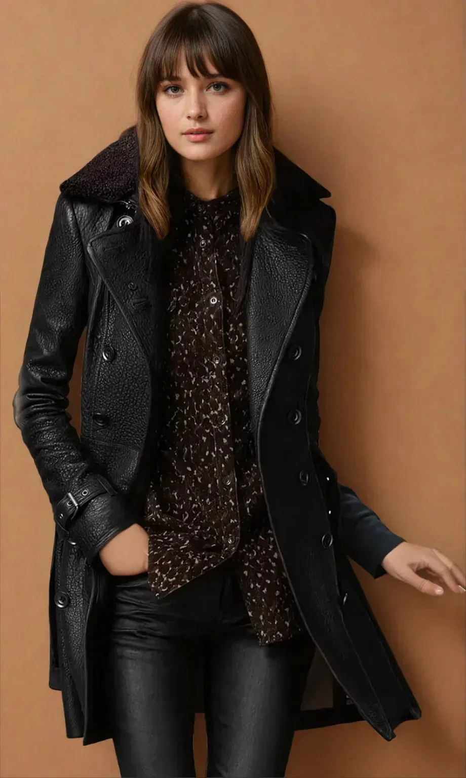 Isabella Vintage Leather Trench