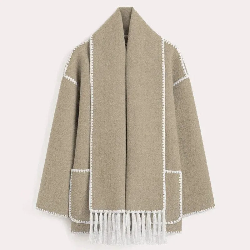 Isla | Poppy Fringed Scarf Coat
