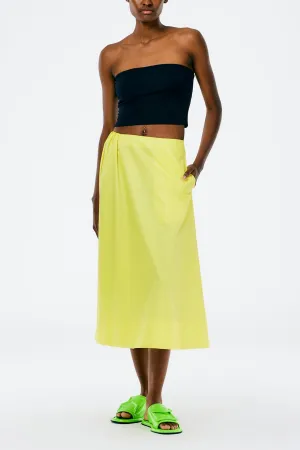 Italian Sporty Nylon Side Shirred Circle Skirt in Yellow