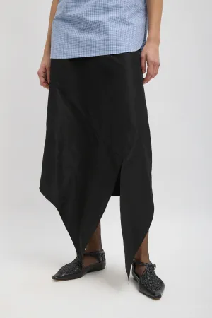 Italian Sporty Nylon Tie Skirt in Black