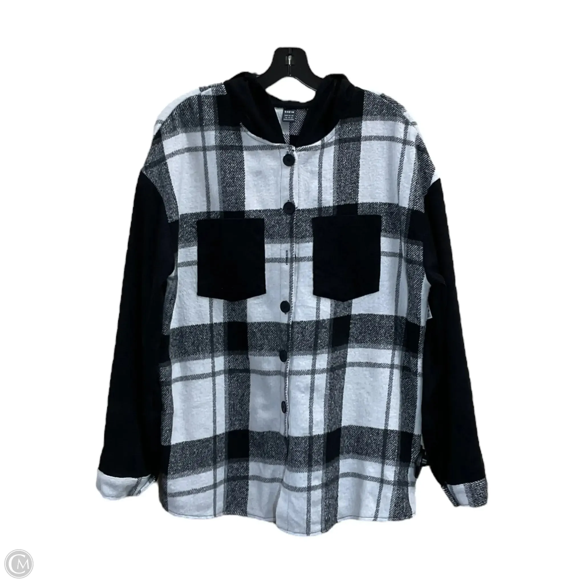Jacket Shirt By Shein In Black & White, Size: Xl