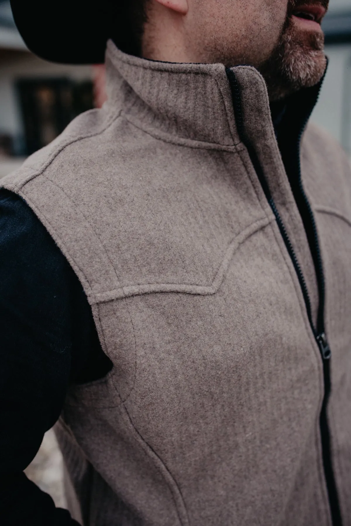 'James' Bonded Men's Wooly Vest by CINCH (Charcoal/ Khaki)