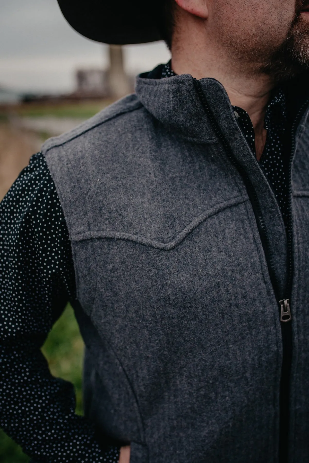'James' Bonded Men's Wooly Vest by CINCH (Charcoal/ Khaki)