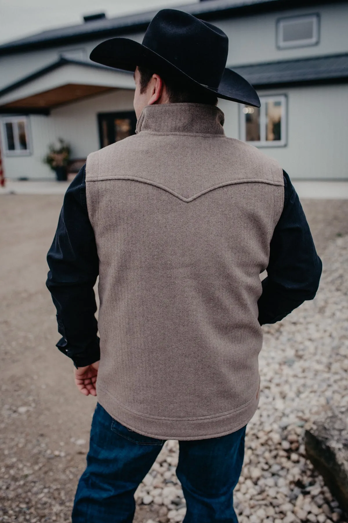'James' Bonded Men's Wooly Vest by CINCH (Charcoal/ Khaki)