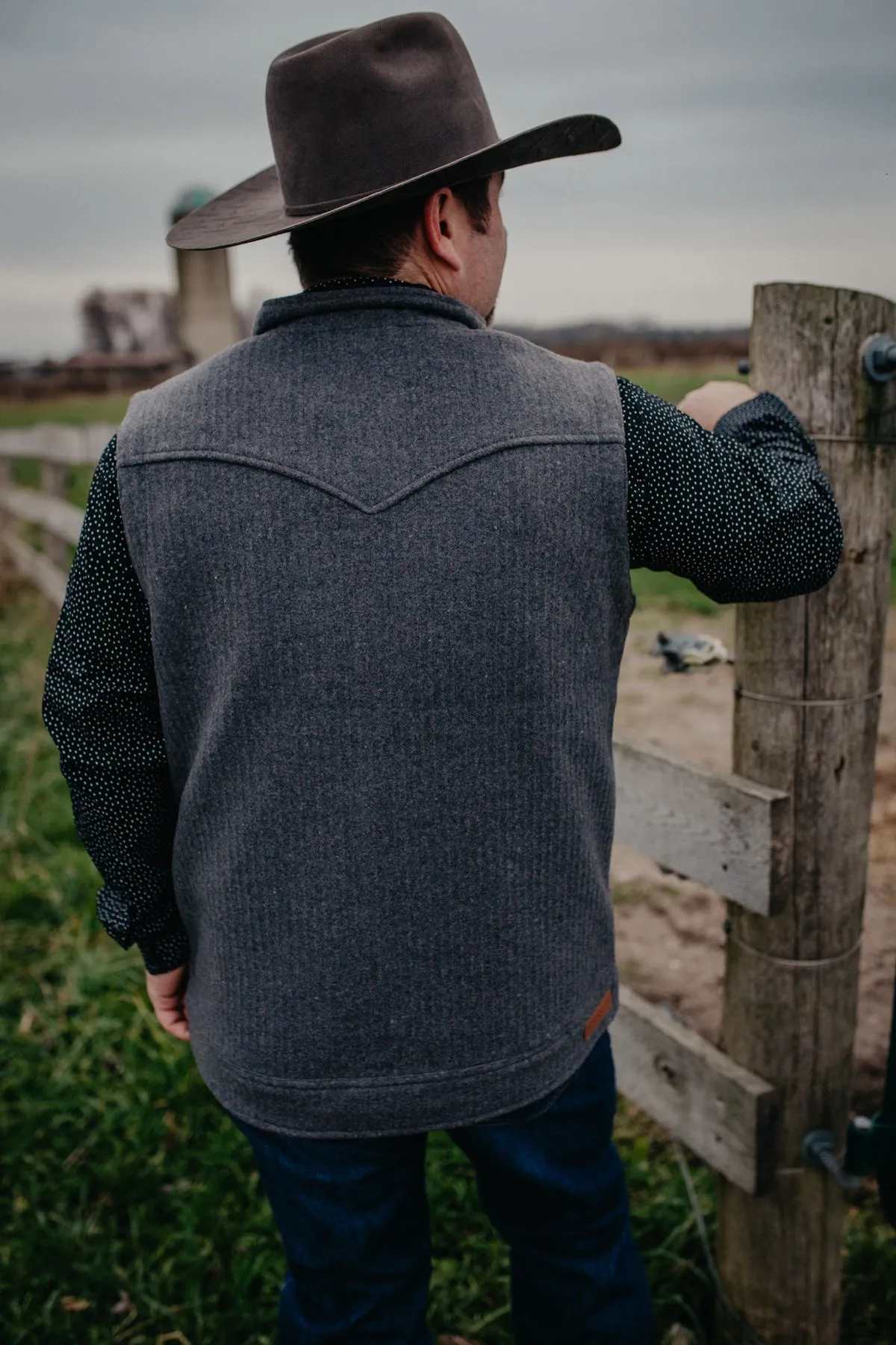 'James' Bonded Men's Wooly Vest by CINCH (Charcoal/ Khaki)