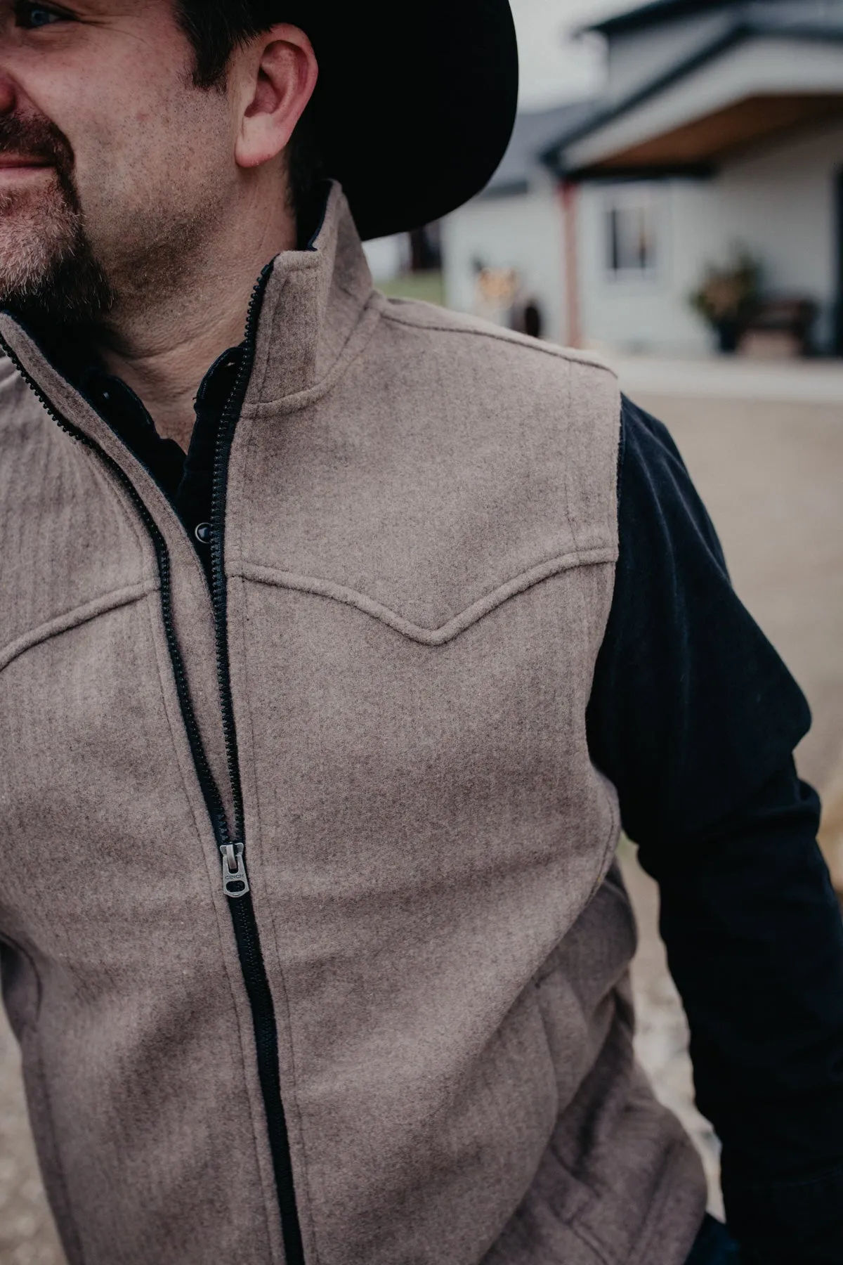 'James' Bonded Men's Wooly Vest by CINCH (Charcoal/ Khaki)