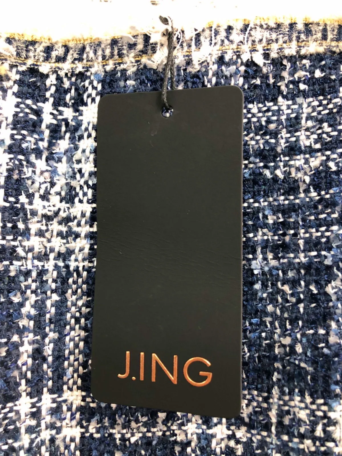 J.ING Navy Blue Tweed Mini Skirt UK S
