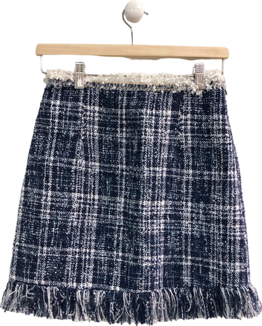 J.ING Navy Blue Tweed Mini Skirt UK S