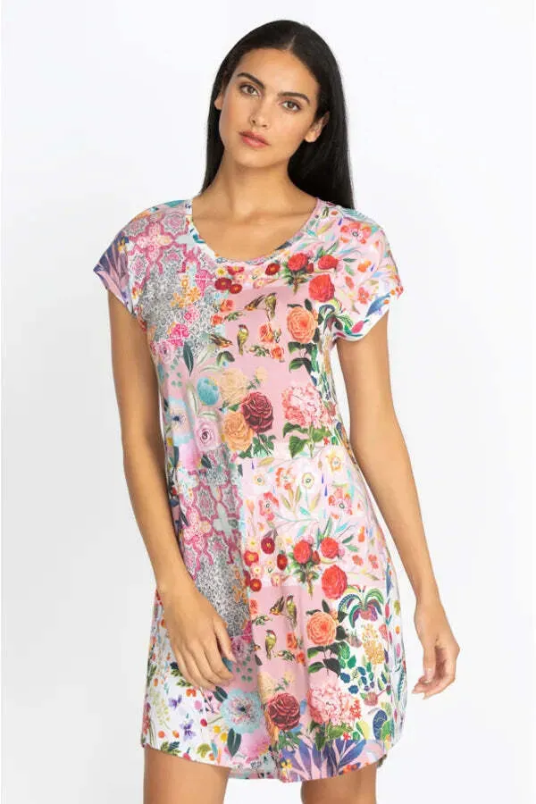 Johnny Was Sleepwear Pocca Cap Sleeve Dress Lounge Black Floral Loungewear New