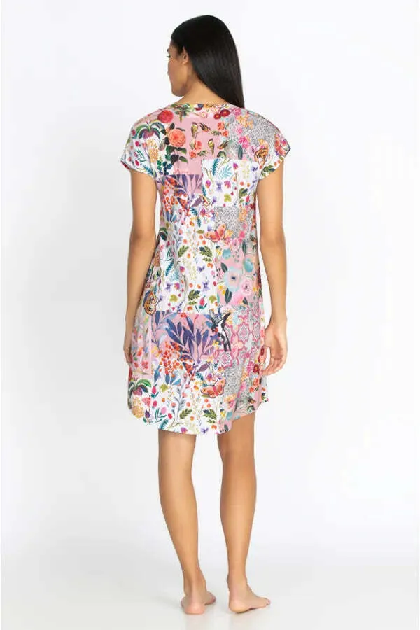 Johnny Was Sleepwear Pocca Cap Sleeve Dress Lounge Black Floral Loungewear New