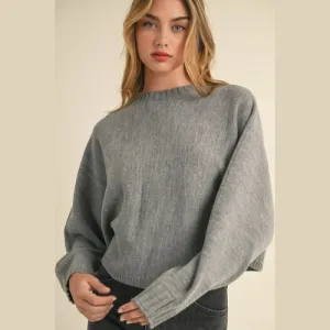 'Jovie' Round Neck Dolman Sleeve Cropped Sweater