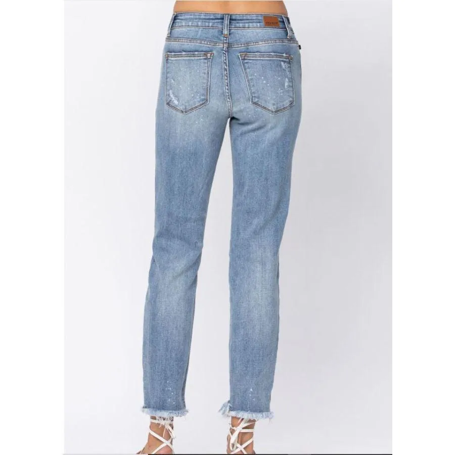 Judy Blue Bleached Boyfriend & Destroyed Hem Jean