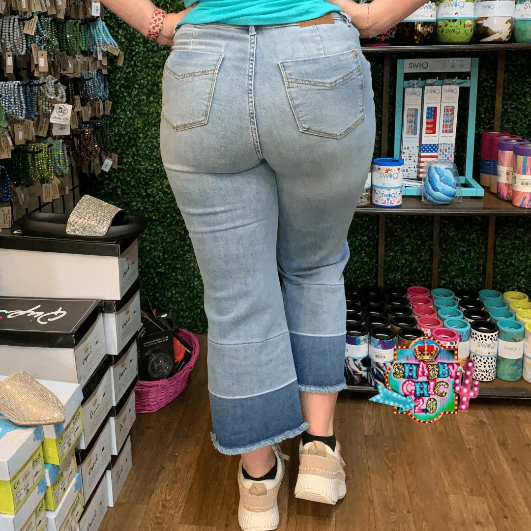 Judy Blue High Rise Release Hem Wide Leg Crop Jeans