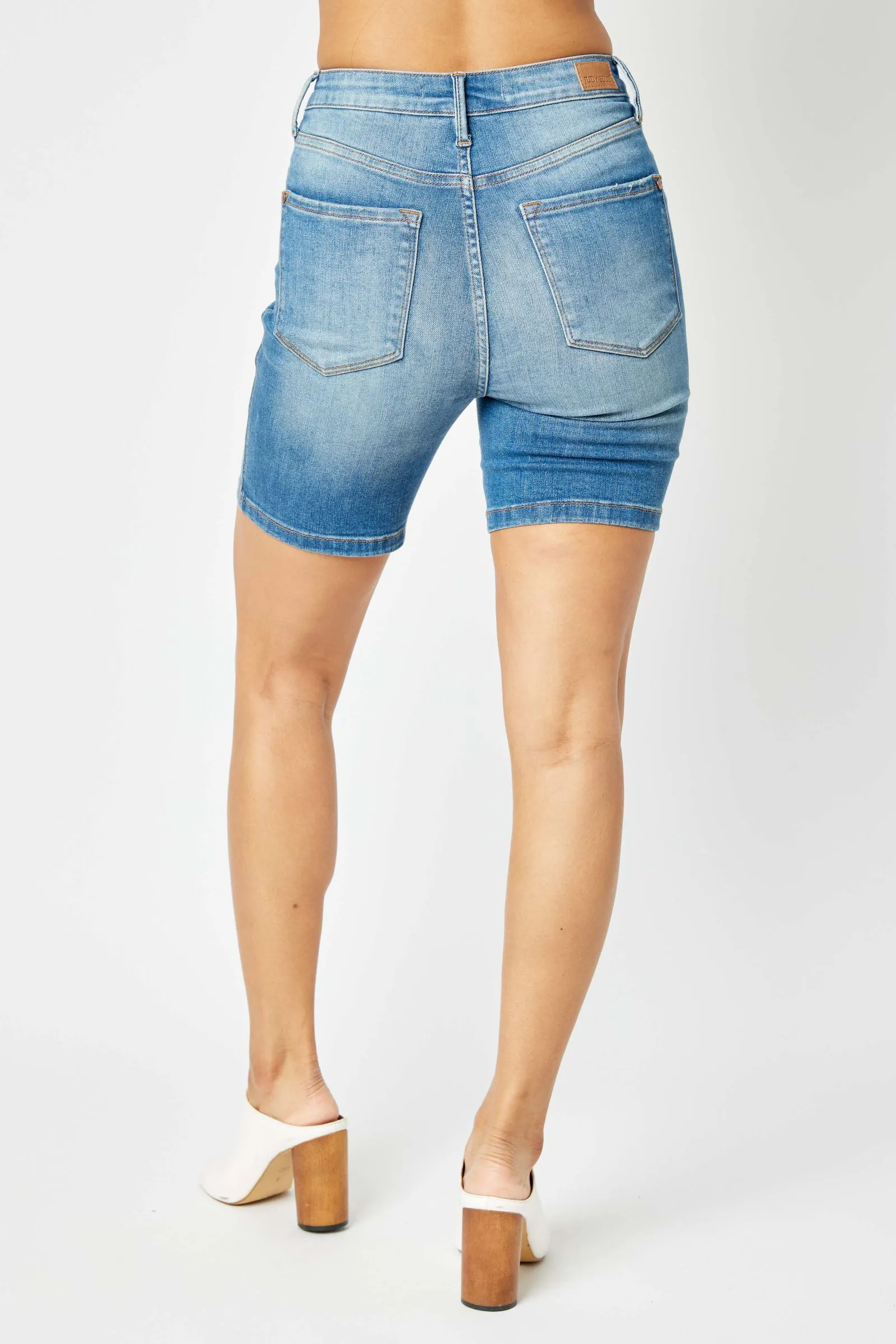 Judy Blue || Mya High Waist Tummy Control Double Button Bermuda Shorts
