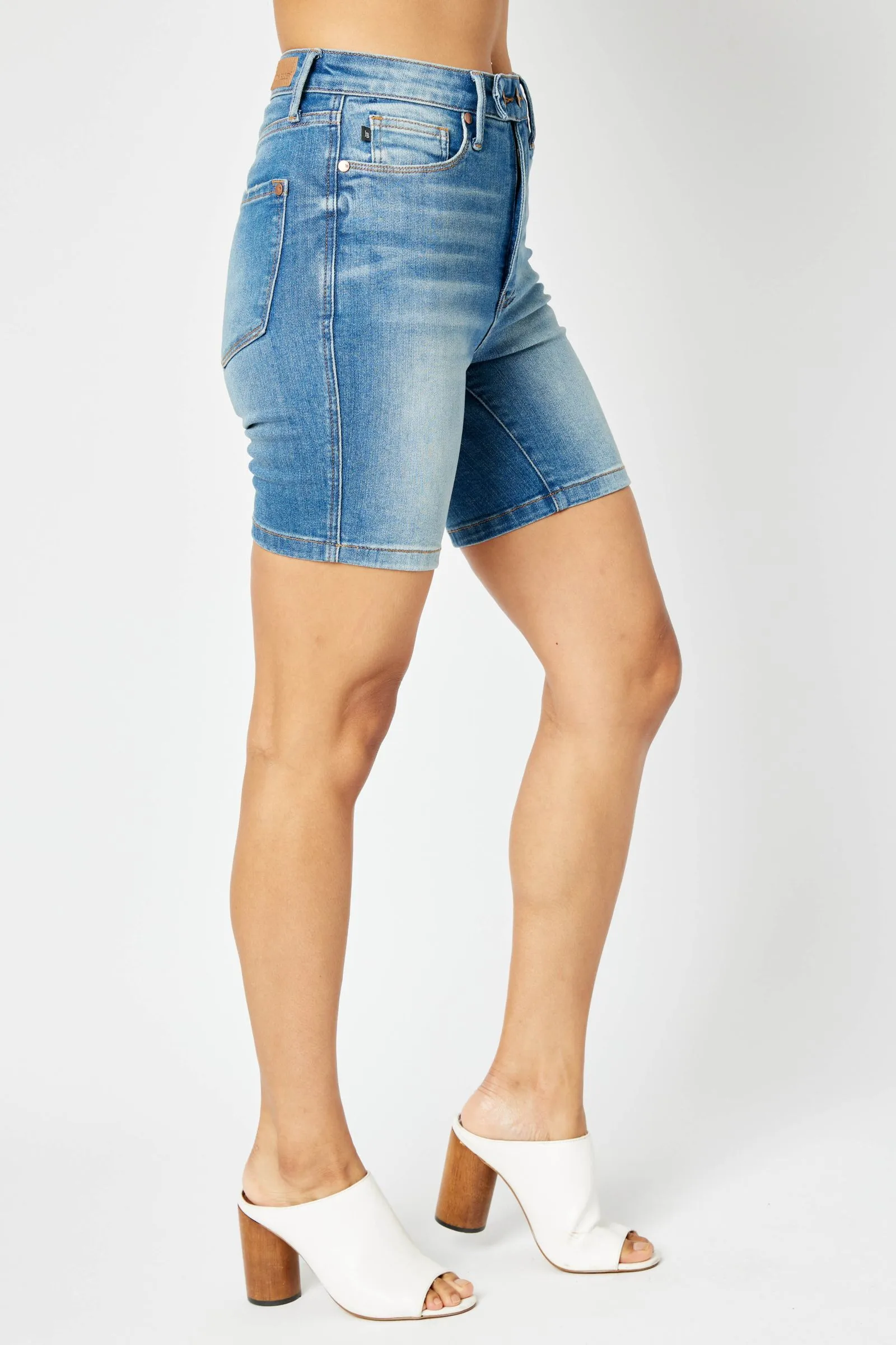 Judy Blue || Mya High Waist Tummy Control Double Button Bermuda Shorts