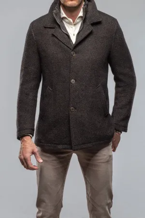 Juneau 3/4 Knit Coat In Charcoal Brown