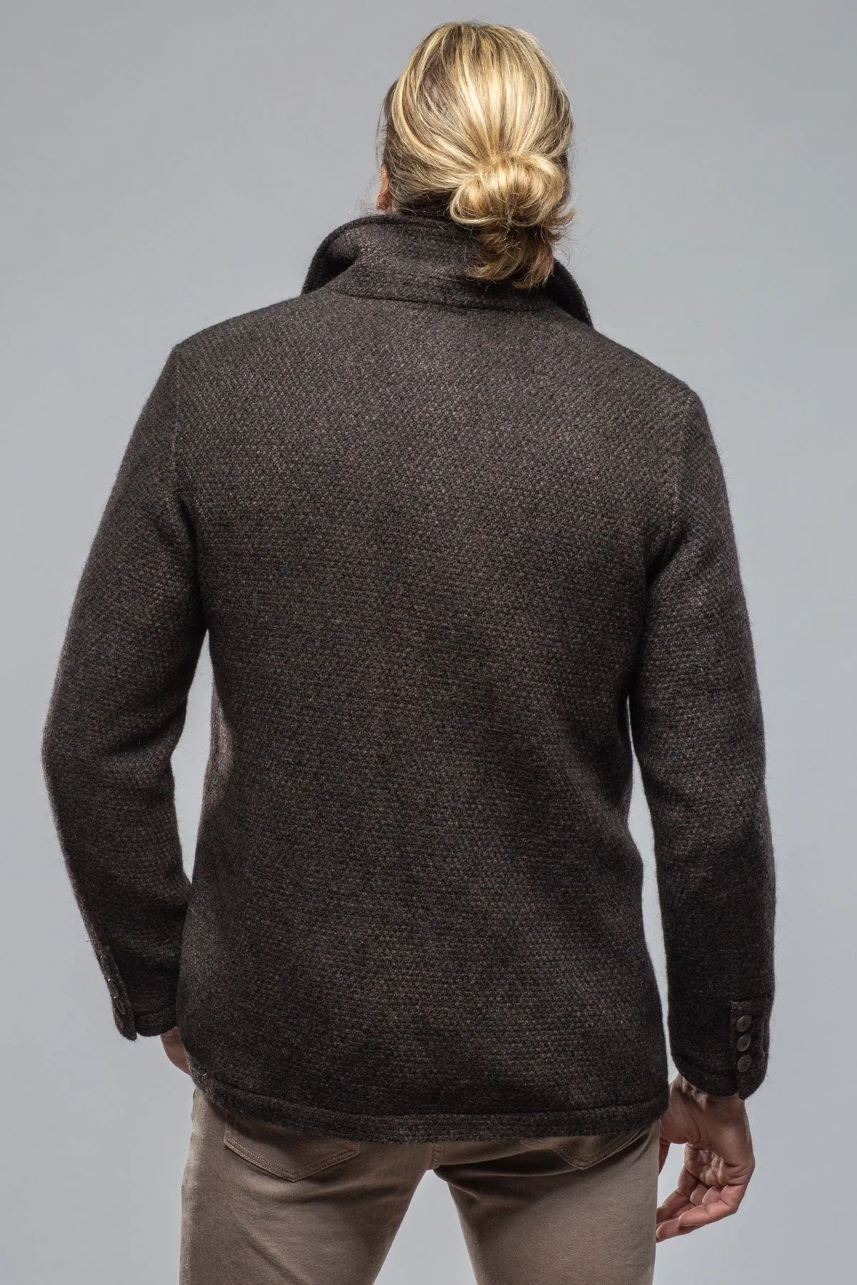 Juneau 3/4 Knit Coat In Charcoal Brown