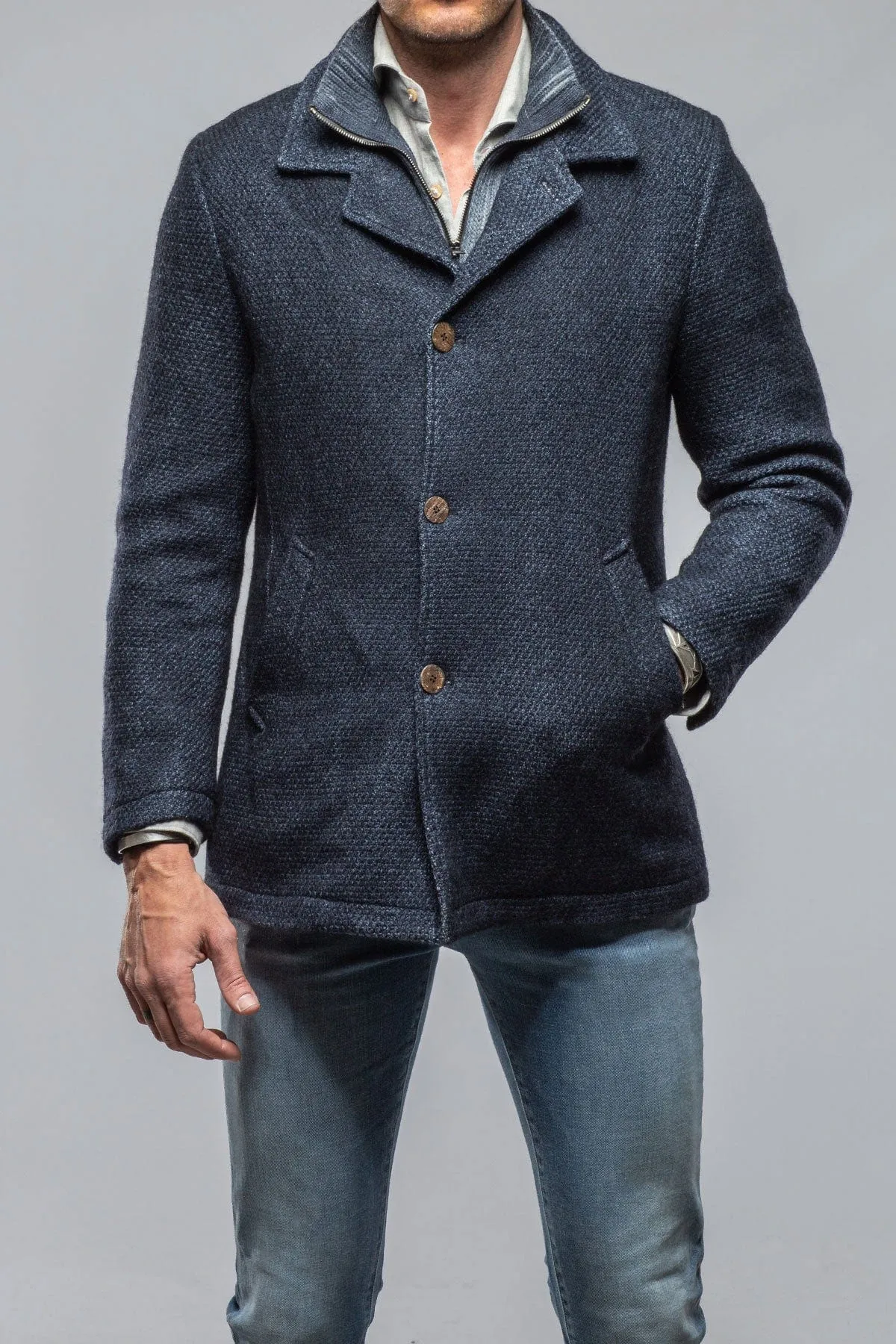 Juneau 3/4 Knit Coat In Navy