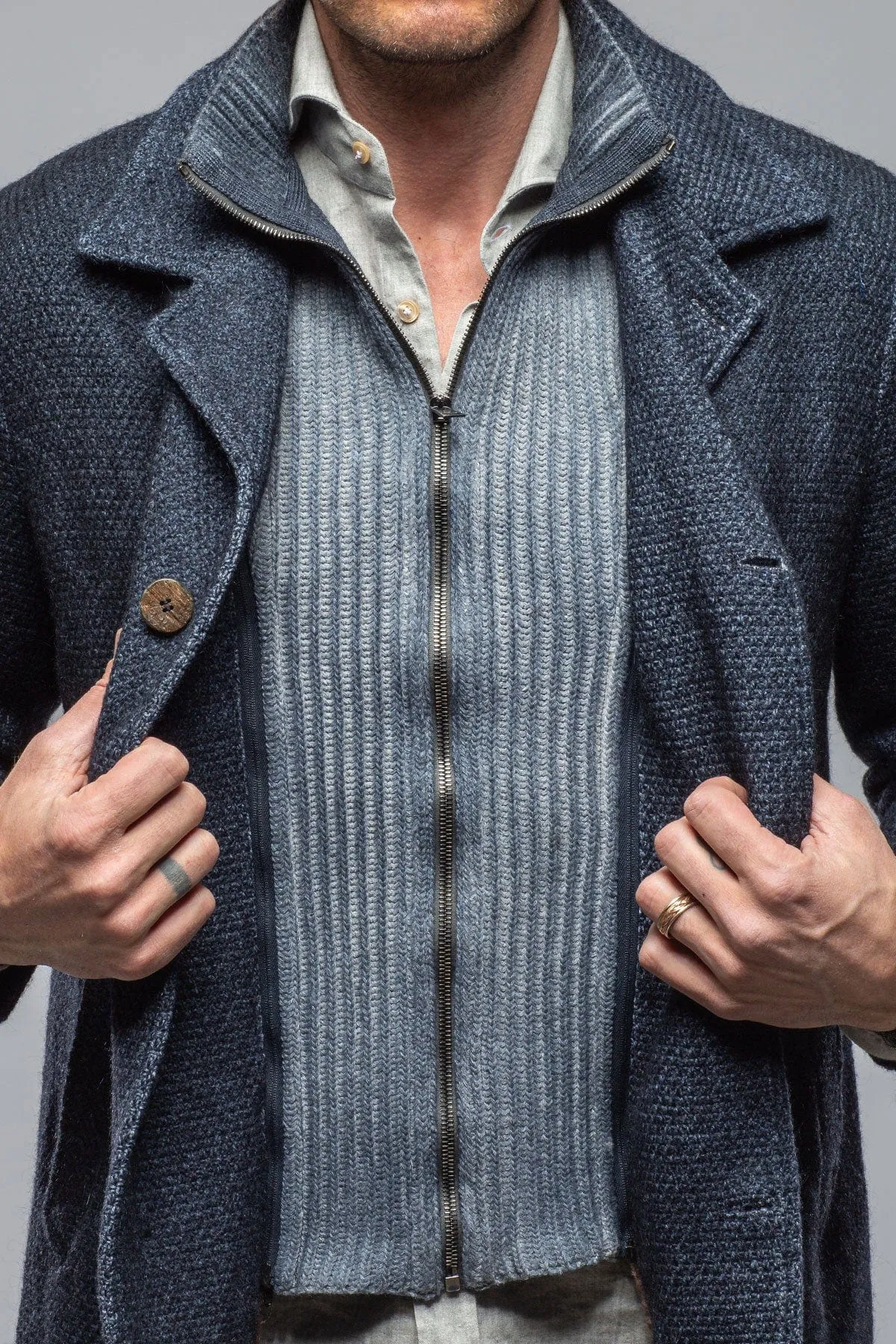 Juneau 3/4 Knit Coat In Navy