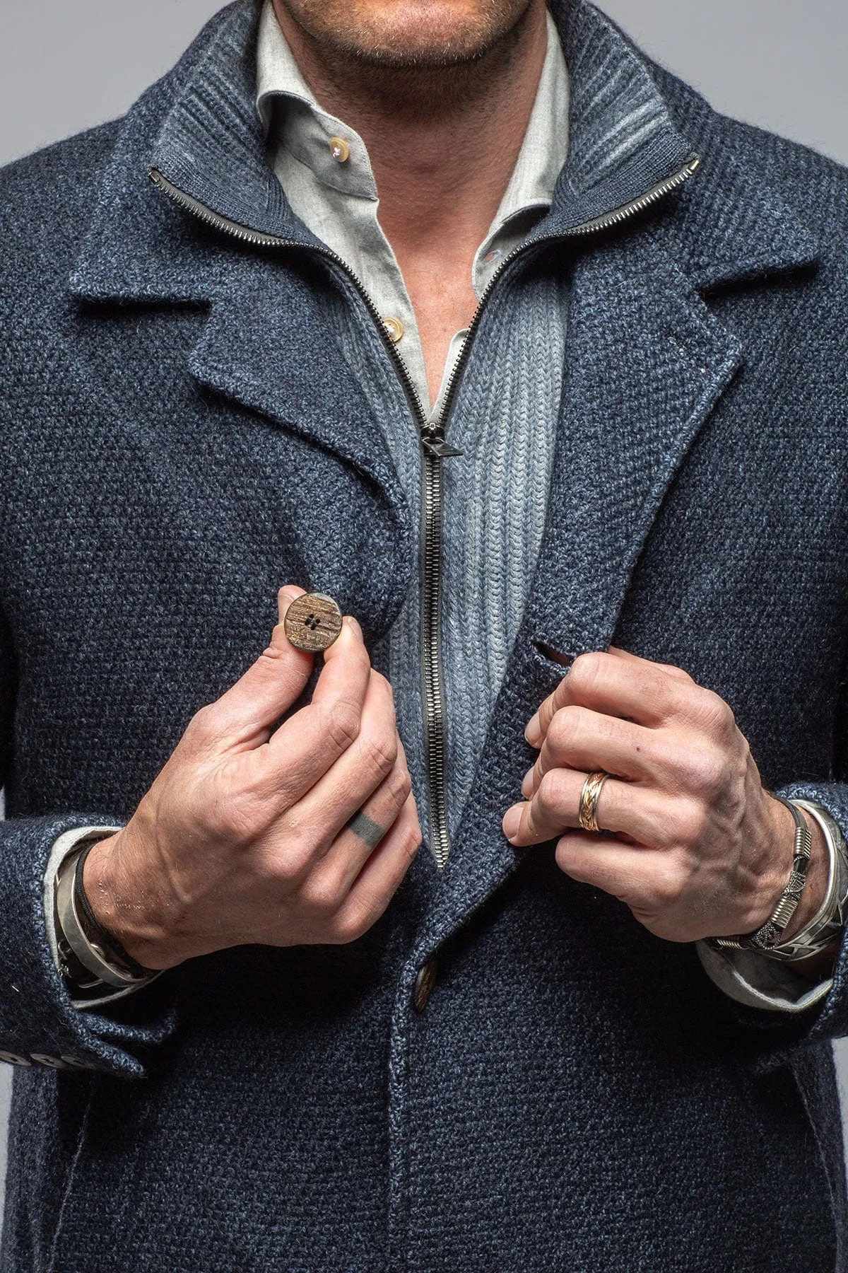 Juneau 3/4 Knit Coat In Navy