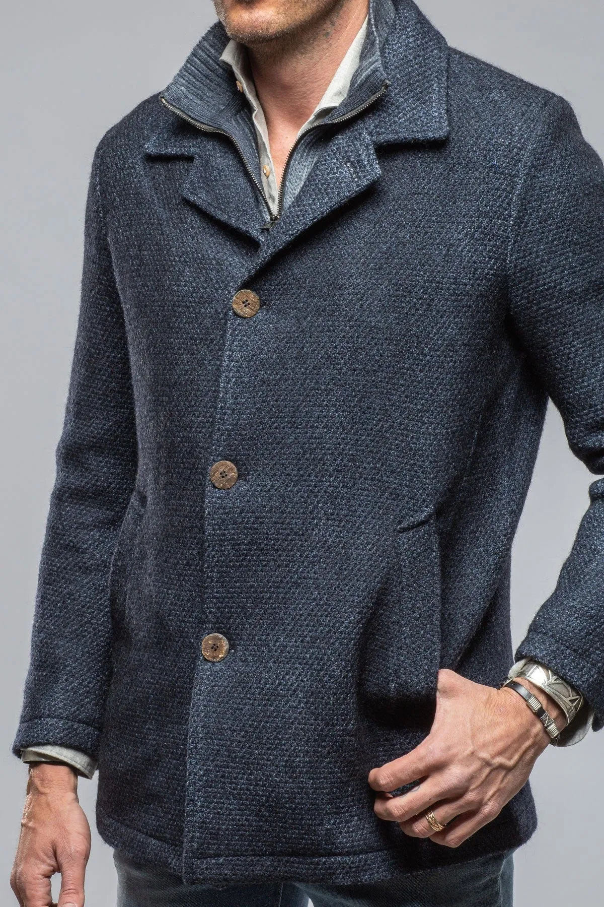 Juneau 3/4 Knit Coat In Navy