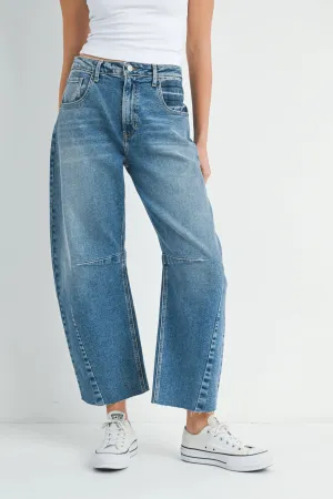 JUST BLACK BARREL JEAN W/ SEAMS