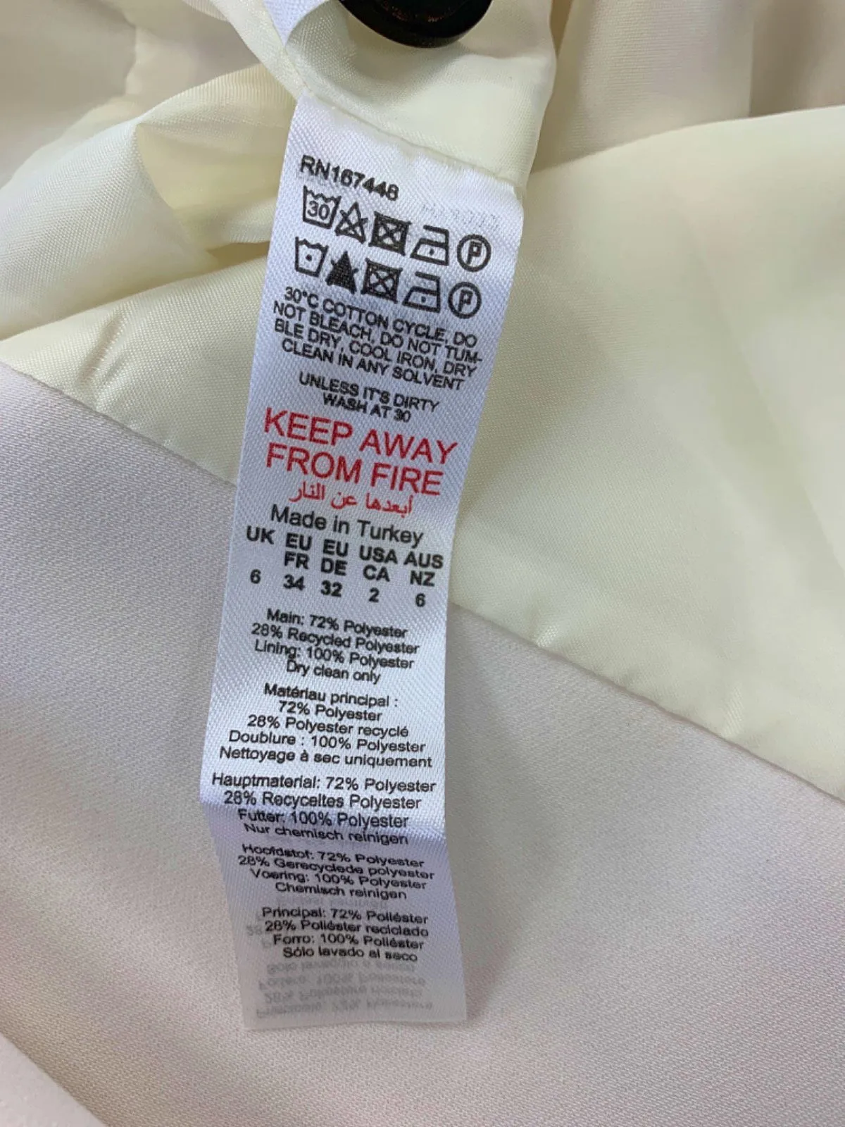 Karen Millen Ivory Soft Tailored Double Breasted Sleeveless Tailored Blazer UK 6