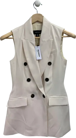 Karen Millen Ivory Soft Tailored Double Breasted Sleeveless Tailored Blazer UK 6