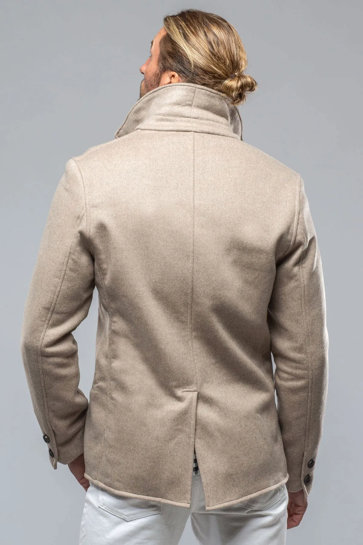 Kash Double Face Cashmere Coat In Beige/Blue