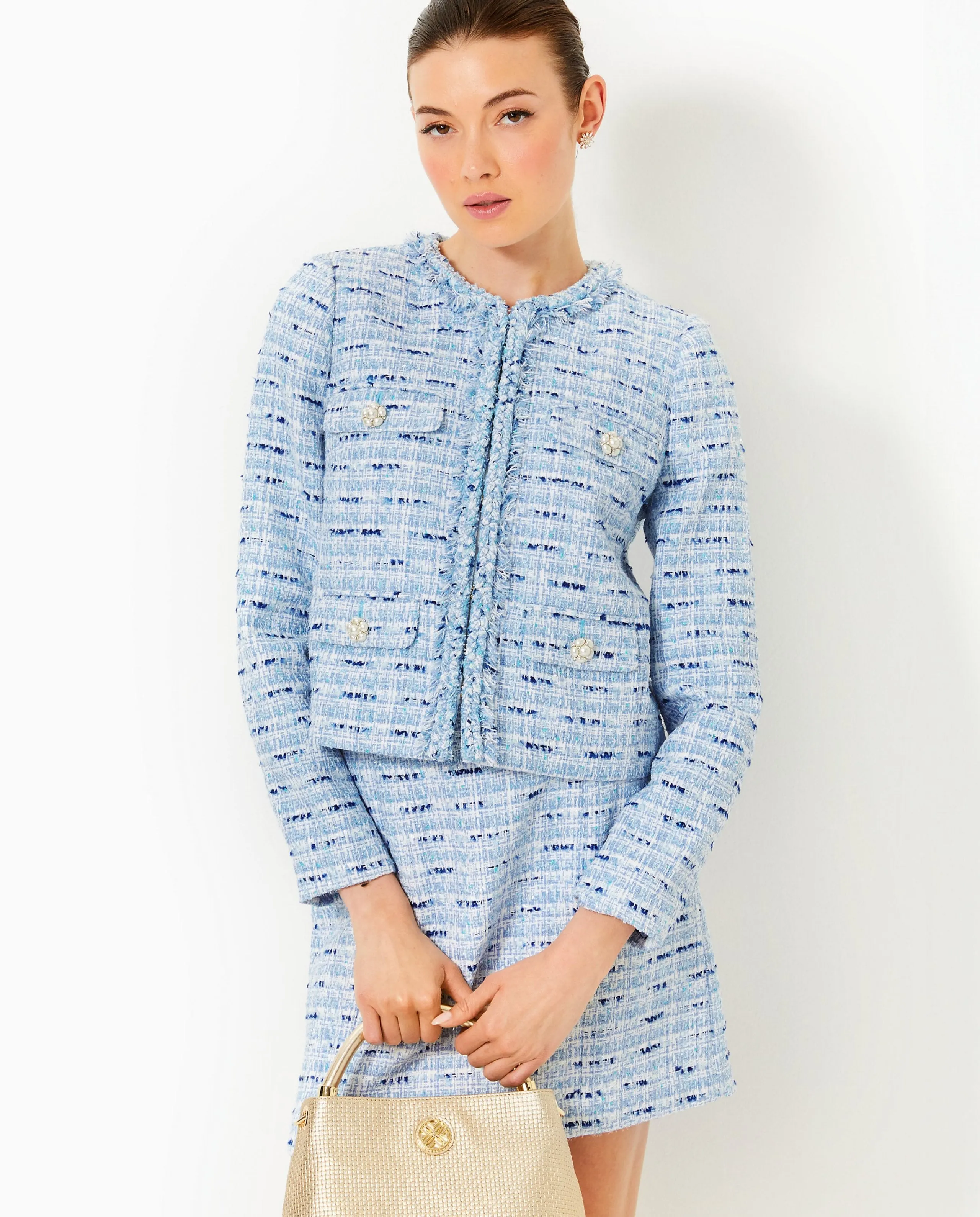 Kavita Boucle Jacket - Bonaire Blue Coastal Vibes