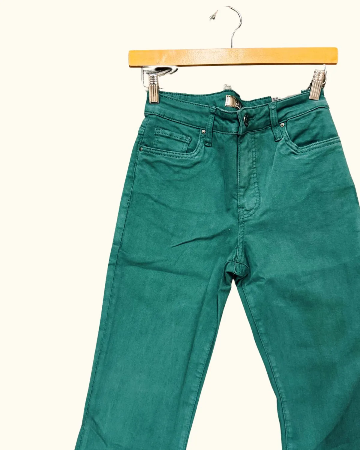 Kelsey High Rise Ankle Flare: Teal
