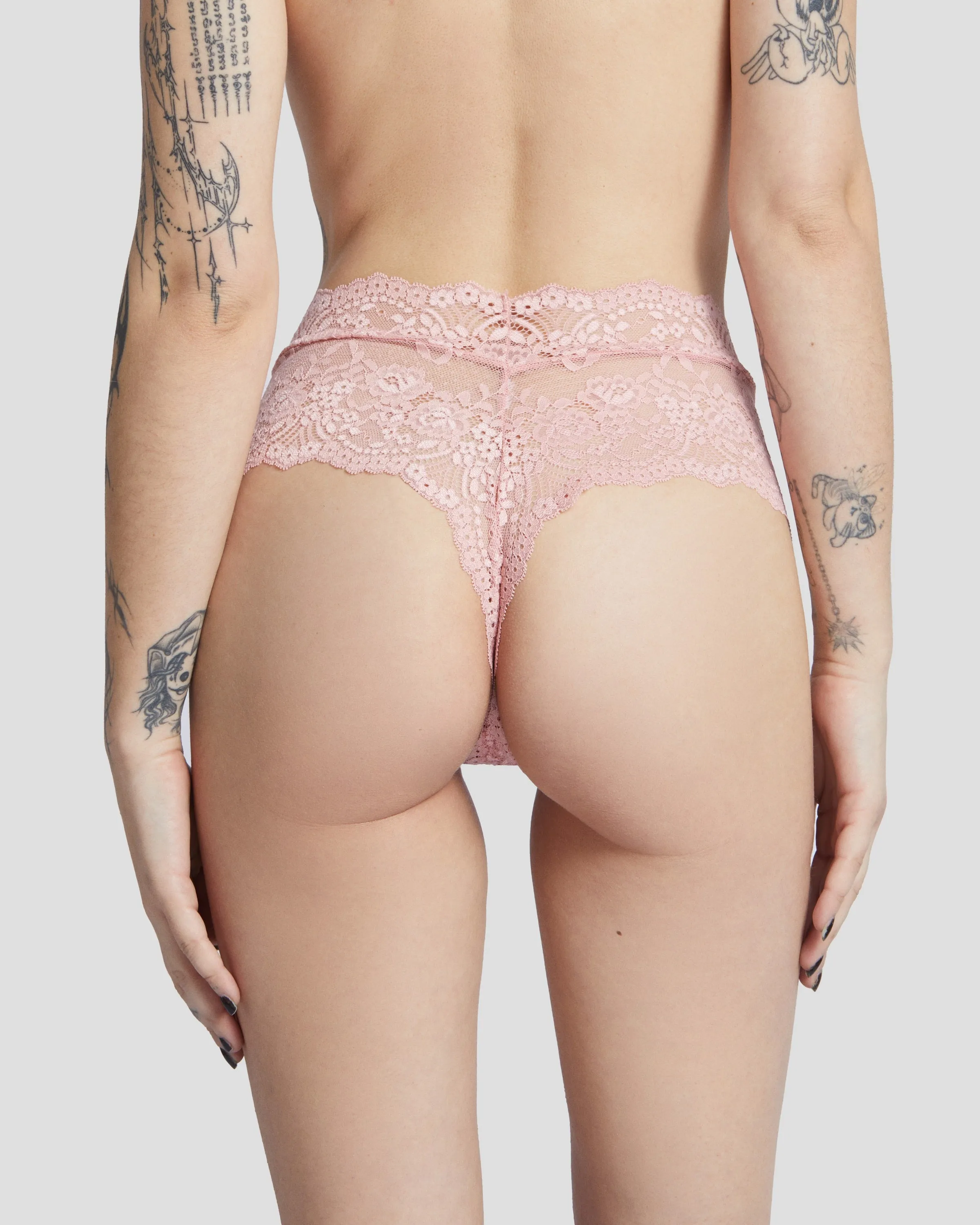 Kitten Bow Lace-Trim Thong